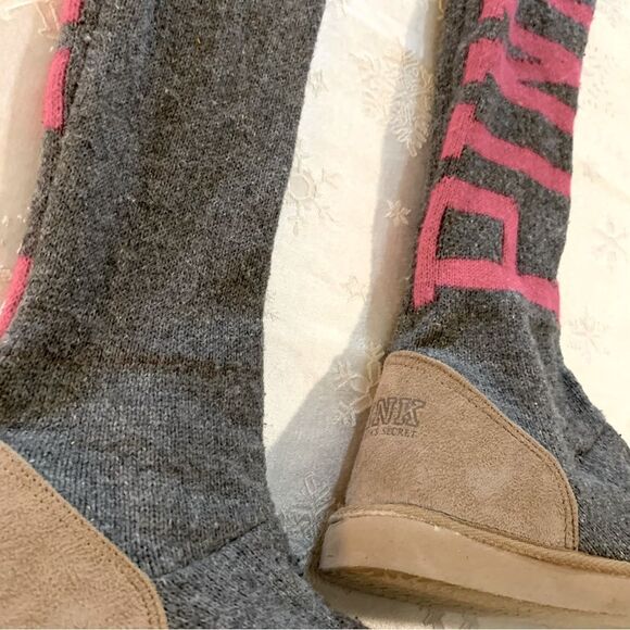 Vintage Pink by Victoria's Secret Knit Sock Boots knee High 23” Sz 10 Gorgeous - Picture 3 of 7